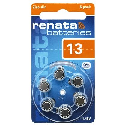 RENATA Hearing Aid Batteries ZA13 (6 Items)