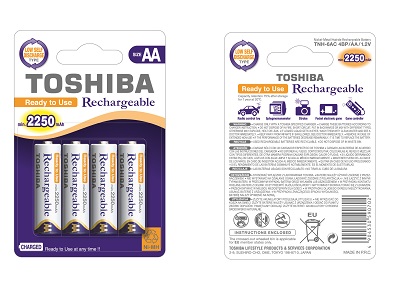 ΜΠΑΤΑΡΙΑ TOSHIBA AA PRECHARGEABLE 2250mha