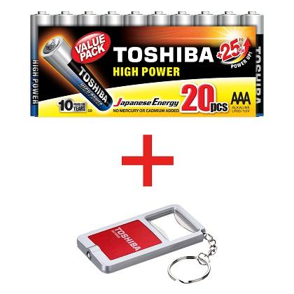 TOSHIBA alkaline batteries LR03 AAA (20 pcs) + Led Light 