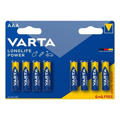 VARTA Longlife Power AAA Alkaline Batteries (4 + 4 Pieces)