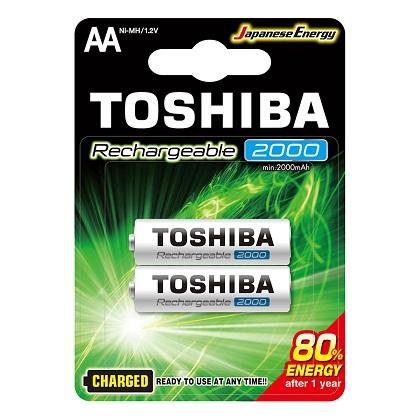 TOSHIBA AA 2000mAh Rechargeable Batteries (2 Pieces)