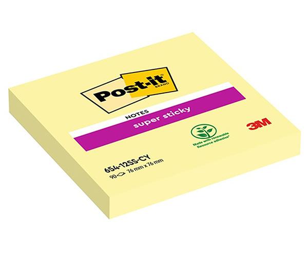 POST IT Super Sticky Note Papers 654-12SS-CY 76x76mm