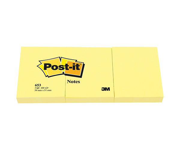 POST IT 653 Note Papers 38x51mm (3 Sets)